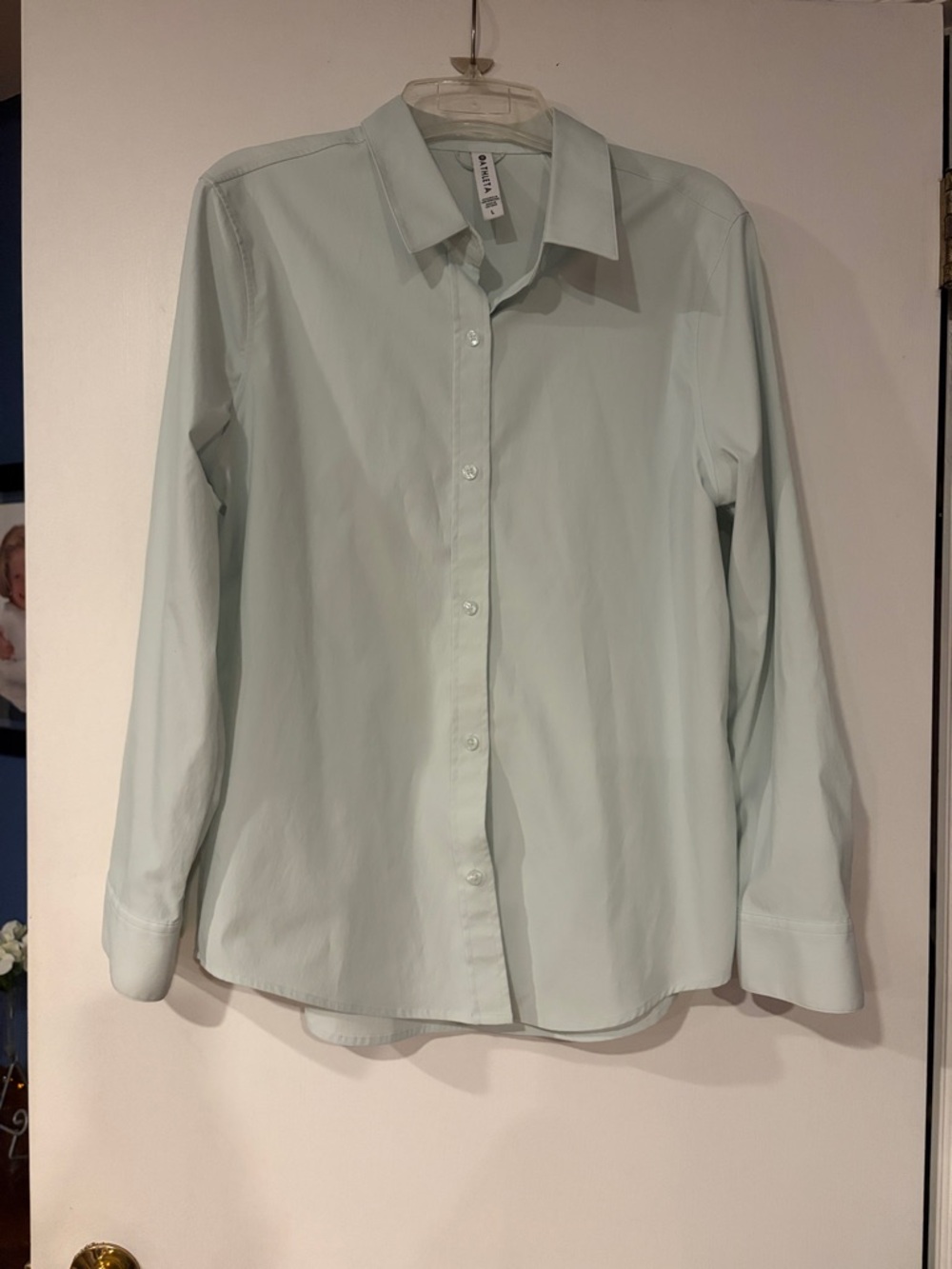 Athleta Light Mint Button-Up Dress Shirt